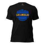Los Angeles Skyline Football Fanatic Vintage Graphic T-Shirt: Gift Ideas for Him & Her, Football Fans - Retro Style Game Day Tee - Black