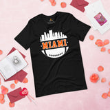 Miami Skyline Football Fanatic Vintage Graphic T-Shirt: Gift Ideas for Him & Her, Football Fans - Retro Style Game Day Shirt - Aqua, Black