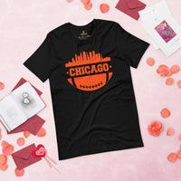 Chicago Skyline Football Fanatic Vintage Graphic T-Shirt: Ideal Gift for Him & Her, Football Fans - Retro Style Game Day Shirt - Black