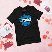 Detroit Skyline Football Fanatic Vintage Graphic T-Shirt: Ideal Gift for Him & Her, Football Fans - Retro Style Game Day Shirt - Black
