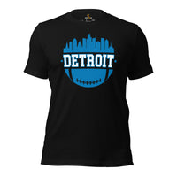 Detroit Skyline Football Fanatic Vintage Graphic T-Shirt: Ideal Gift for Him & Her, Football Fans - Retro Style Game Day Shirt - Black
