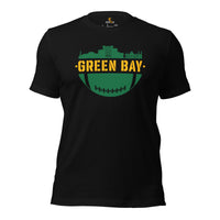 Green Bay Skyline Football Fanatic Vintage Graphic T-Shirt: Ideal Gift for Him & Her, Football Fans - Retro Style Game Day Shirt - Black