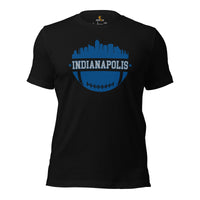 Indianapolis Skyline Football Fanatic Vintage Graphic T-Shirt: Ideal Gift for Him & Her, Football Fans - Retro Style Game Day Shirt - Black