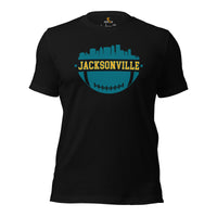 Jacksonville Skyline Football Fanatic Vintage Graphic T-Shirt: Ideal Gift for Him & Her, Football Fans - Retro Style Game Day Shirt - Black