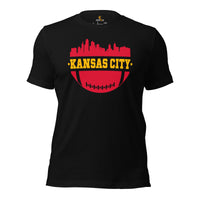 Kansas City Skyline Football Fanatic Vintage Graphic T-Shirt: Ideal Gift for Him & Her, Football Fans - Retro Style Game Day Shirt - Black