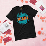 Miami Skyline Football Fanatic Vintage Graphic T-Shirt: Ideal Gift for Him & Her, Football Fans - Retro Style Game Day Shirt - Black