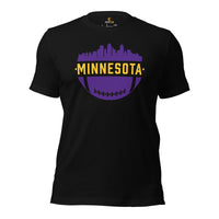 Minnesota Skyline Football Fanatic Vintage Graphic T-Shirt: Ideal Gift for Him & Her, Football Fans - Retro Style Game Day Shirt - Black