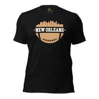 New Orleans Skyline Football Fanatic Vintage Graphic T-Shirt: Ideal Gift for Him & Her, Football Fans - Retro Style Game Day Shirt - Black