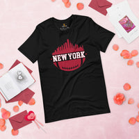 New York Skyline Football Fanatic Vintage Graphic T-Shirt: Ideal Gift for Him & Her, Football Fans - Retro Style Game Day Shirt - Black