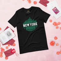 New York Skyline Football Fanatic Vintage Graphic T-Shirt: Ideal Gift for Him & Her, Football Fans - Retro Style Game Day Tee - Black