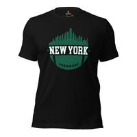 New York Skyline Football Fanatic Vintage Graphic T-Shirt: Ideal Gift for Him & Her, Football Fans - Retro Style Game Day Tee - Black