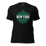 New York Skyline Football Fanatic Vintage Graphic T-Shirt: Ideal Gift for Him & Her, Football Fans - Retro Style Game Day Tee - Black