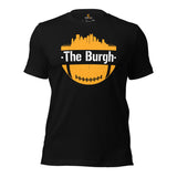 The Burgh Skyline Football Fanatic Vintage Graphic T-Shirt: Ideal Gift for Him & Her, Football Fans - Retro Style Game Day Shirt - Black