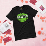 Seattle Skyline Football Fanatic Vintage Graphic T-Shirt: Ideal Gift for Him & Her, Football Fans - Retro Style Game Day Shirt - Black