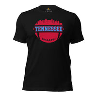 Tennessee Skyline Football Fanatic Vintage Graphic T-Shirt: Ideal Gift for Him & Her, Football Fans - Retro Style Game Day Tee - Black