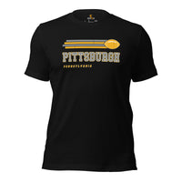 Pittsburgh, Pennsylvania Football Fanatic Vintage Graphic Shirt: Gift Ideas for Him & Her, Football Fans - Retro Style Game Day Shirt - Black