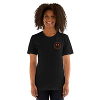 Happy Smiley Face Emoji T-Shirt - Chicago Football Fanatic Vintage Graphic Shirt: Gift for Him & Her, Football Fans - Game Day Shirt - Black, Women, Front