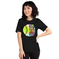 Funny Baseball T-Shirt - Gift Ideas for Her, Baseball Lovers & Enthusiasts - Yes, I Throw Like A Girl Want A Lesson Shirt - Black