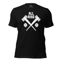 Funny Baseball T-Shirt - Gift Ideas for Him & Her, Baseball Lovers & Enthusiasts - All Rise Shirt - Game Day Shirts for Men & Women - Black