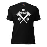 Funny Baseball T-Shirt - Gift Ideas for Him & Her, Baseball Lovers & Enthusiasts - All Rise Shirt - Game Day Shirts for Men & Women - Black
