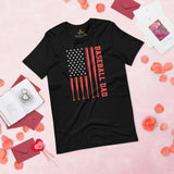 Baseball Dad US Flag Themed T-Shirt - Father's Day Gift Ideas for Him, Baseball Lovers & Enthusiasts - Vintage Game Day Shirts for Men - Black
