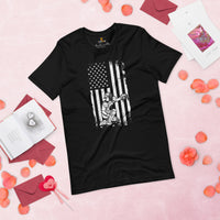 Baseball T-Shirt - Gift Ideas for Him & Her, Baseball Lovers & Enthusiasts - Vintage Catcher US Flag Themed  Shirt - Game Day Tee - Black