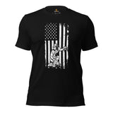 Baseball T-Shirt - Gift Ideas for Him & Her, Baseball Lovers & Enthusiasts - Vintage Catcher US Flag Themed  Shirt - Game Day Tee - Black
