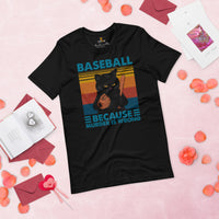 Funny Baseball T-Shirt - Gift Ideas for Him & Her, Baseball Lovers, Cat Dad & Mom - Baseball Because Murder Is Wrong Shirt - Black