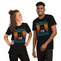 Baseball T-Shirt - Gift Ideas for Him & Her, Wine & Baseball Lovers, Cat Dad & Mom - Baseball And Bourbon Because Murder Is Wrong Shirt - Black, Unisex