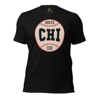 Vintage Baseball T-Shirt - Gift Ideas for Him & Her, Baseball Lovers & Enthusiasts - North Chicago Side Shirt - Retro Game Day Tee - Black