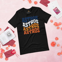 Vintage Baseball T-Shirt - Gift Ideas for Him & Her, Baseball Lovers & Enthusiasts - Astros Shirt - Retro Game Day Tees for Men & Women - Black