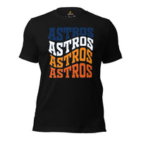 Vintage Baseball T-Shirt - Gift Ideas for Him & Her, Baseball Lovers & Enthusiasts - Astros Shirt - Retro Game Day Tees for Men & Women - Black