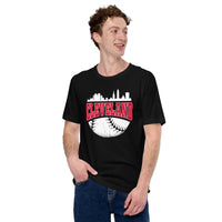 Vintage Cleveland Skyline Baseball Fanatic Shirt: Gift Ideas for Him & Her, Baseball Lovers & Enthusiasts - Retro Style Game Day Shirt - Black