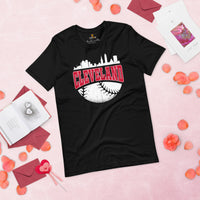 Vintage Cleveland Skyline Baseball Fanatic Shirt: Gift Ideas for Him & Her, Baseball Lovers & Enthusiasts - Retro Style Game Day Shirt - Black