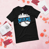 Vintage Miami Skyline Baseball Fanatic Shirt: Gift Ideas for Him & Her, Baseball Lovers & Enthusiasts - Retro Style Game Day Shirt - Black