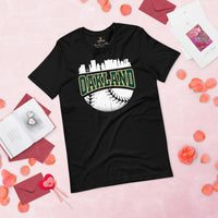 Vintage Oakland Skyline Baseball Fanatic Shirt: Gift Ideas for Him & Her, Baseball Lovers & Enthusiasts - Retro Style Game Day Tee - Black