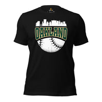 Vintage Oakland Skyline Baseball Fanatic Shirt: Gift Ideas for Him & Her, Baseball Lovers & Enthusiasts - Retro Style Game Day Tee - Black