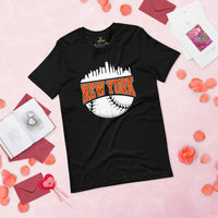 Vintage New York Skyline Baseball Fanatic Shirt: Gift Ideas for Him & Her, Baseball Lovers & Enthusiasts - Retro Style Game Day Shirt - Black