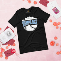 Vintage Tampa Bay Skyline Baseball Fanatic Shirt: Gift Ideas for Him & Her, Baseball Lovers & Enthusiasts - Retro Style Game Day Tee - Black