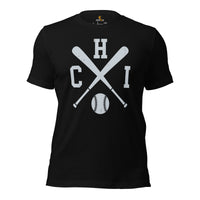 Vintage Chicago Baseball Emblem Fanatic T-Shirt: Ideal Gifts for Him & Her, Baseball Lovers & Enthusiasts - Retro Style Game Day Shirt -  Black