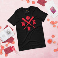 Vintage Minnesota Baseball Emblem Fanatic T-Shirt: Ideal Gifts for Him & Her, Baseball Lovers & Enthusiasts - Retro Game Day Shirt - Black