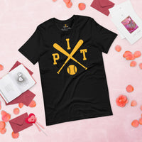 Vintage Pittsburgh Baseball Emblem Fanatic T-Shirt: Ideal Gifts for Him & Her, Baseball Lovers & Enthusiasts - Retro Game Day Shirt - Black