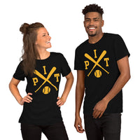 Vintage Pittsburgh Baseball Emblem Fanatic T-Shirt: Ideal Gifts for Him & Her, Baseball Lovers & Enthusiasts - Retro Game Day Shirt - Black, Unisex