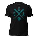 Vintage Seattle Baseball Emblem Fanatic T-Shirt: Ideal Gifts for Him & Her, Baseball Lovers & Enthusiasts - Retro Style Game Day Shirt - Black