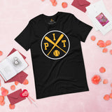 Vintage Pittsburgh Baseball Emblem Fanatic T-Shirt: Gift Ideas for Him & Her, Baseball Enthusiasts & Lovers - Retro Game Day Tee - Black