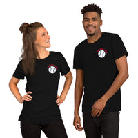 Retro Cleveland Baseball Emblem Fanatic T-Shirt: Gift Ideas for Him & Her, Baseball Enthusiasts & Lovers - Vintage Game Day Shirt - Black, Front, Unisex