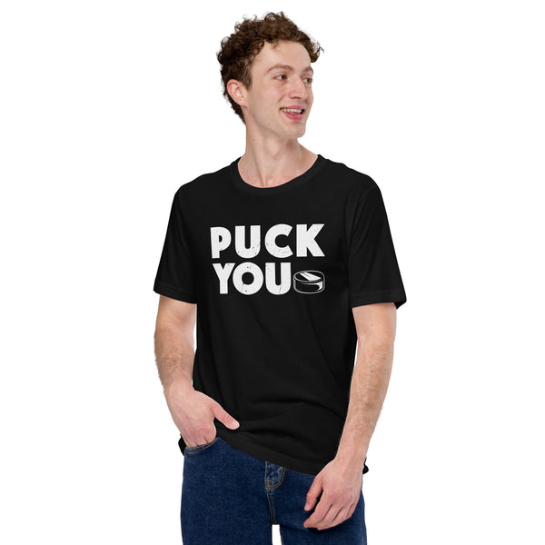 Hockey Game Outfit & Attire - Ideal Birthday & Christmas Gifts for Ice Hockey Players & Goalies - Vintage Puck You Sarcastic T-Shirt - Black