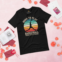 Birthday, Christmas Gift Ideas for Basketball Lovers, Coach & Players - Game Outfit & Attire - Vintage Born To Play Basketball T-Shirt - Black