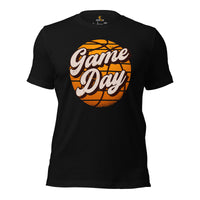 Birthday & Christmas Gift for Basketball Lovers, Coach & Players - Senior Night, Game Outfit & Attire - Vintage Game Day T-Shirt - Black