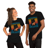 Christmas Gift for Basketball Lover, Coach & Player, Cat Lovers - Game Outfit - Basketball And Coffee Because Murder Is Wrong T-Shirt - Black, Unisex